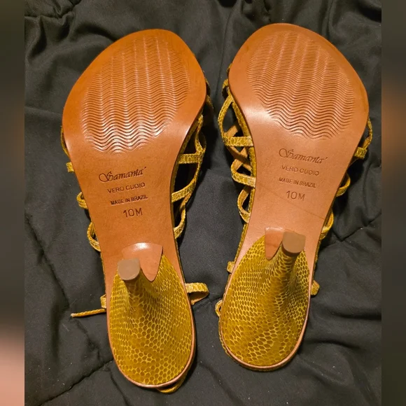 Yellow Strappy Women's Sandals - Picture 2 of 3